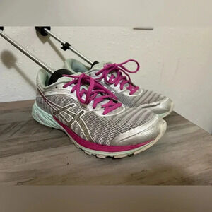 ASICS DynaFlyte Flytefoam Women's Athletic Sneaker, Size 8, Grey, Teal & Pink